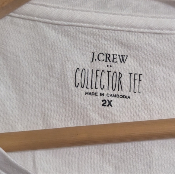 J. Crew Womens 2X Shirt Cheers Collector Tee White Short Sleeve Plus Size - Picture 3 of 4